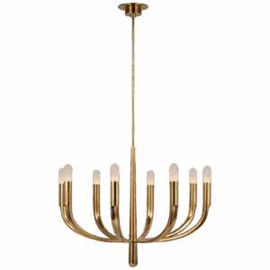 Люстра VISUAL COMFORT KELLY WEARSTLER VERSO LARGE CHANDELIER IN ANTIQUE-BURNISHED BRASS WITH CLEAR GLASS  SC KW 5747AB-CG