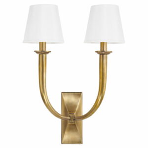 Hudson Valley 112-AGB Vienna 2 Light Wall Sconce W/White Shade