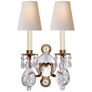 Yves Crystal Double Arm Sconce Thomas O'Brien TOB2471GI/CG-PL